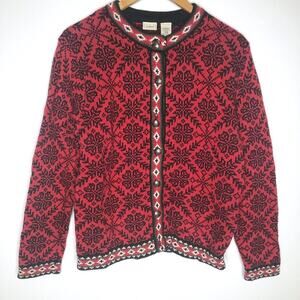 Vintage L.L. Bean Cotton Winter Red Nordic Sweater